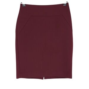 Ann Taylor Straight Pencil Skirt Burgundy Lined Zip Back Career Petite 2P